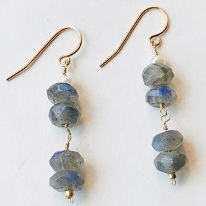 ✨HP✨Labradorite Pearl Gold Dangle Earrings